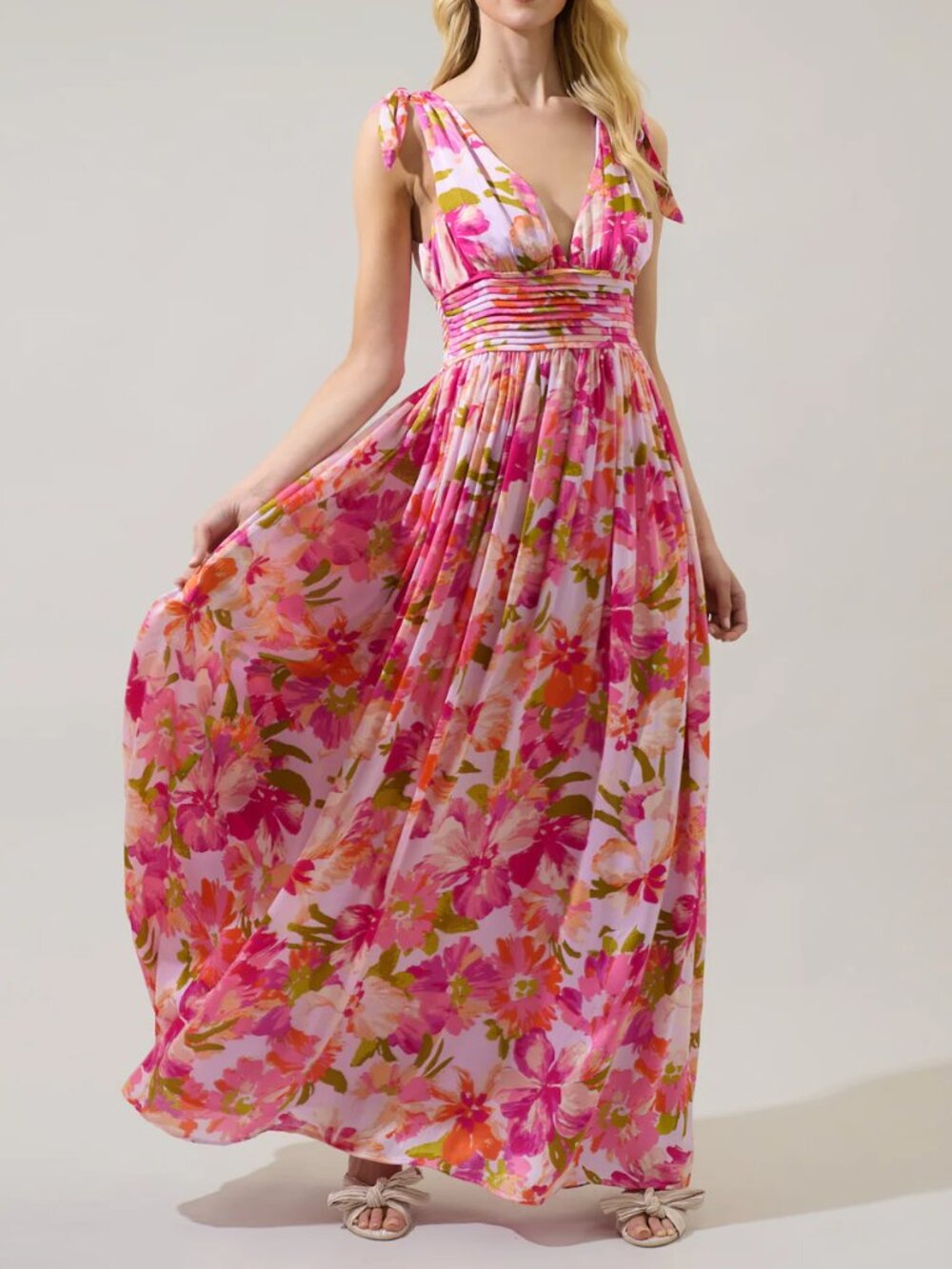 Sugarlips Abigal Floral Descanso Pleated Maxi Dress
